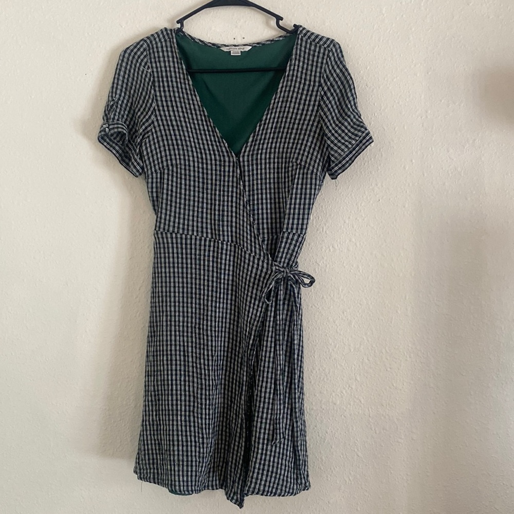 AE green plaid mini dress.